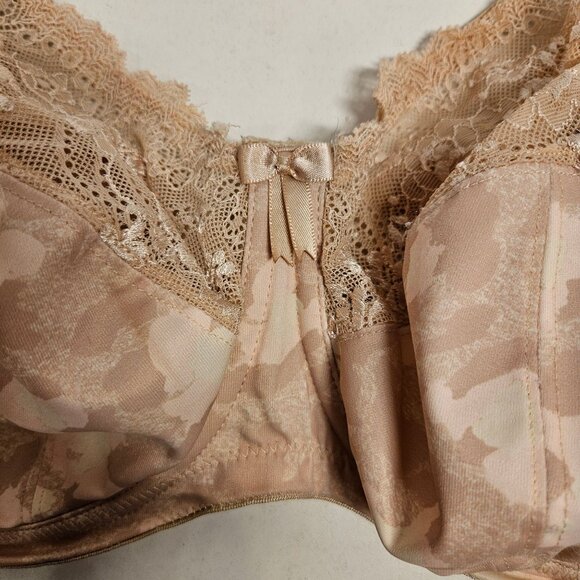 Elomi Bra Womens 32k Tan Pink Green Floral Lacy Underwires adjustable no padding - Picture 6 of 8